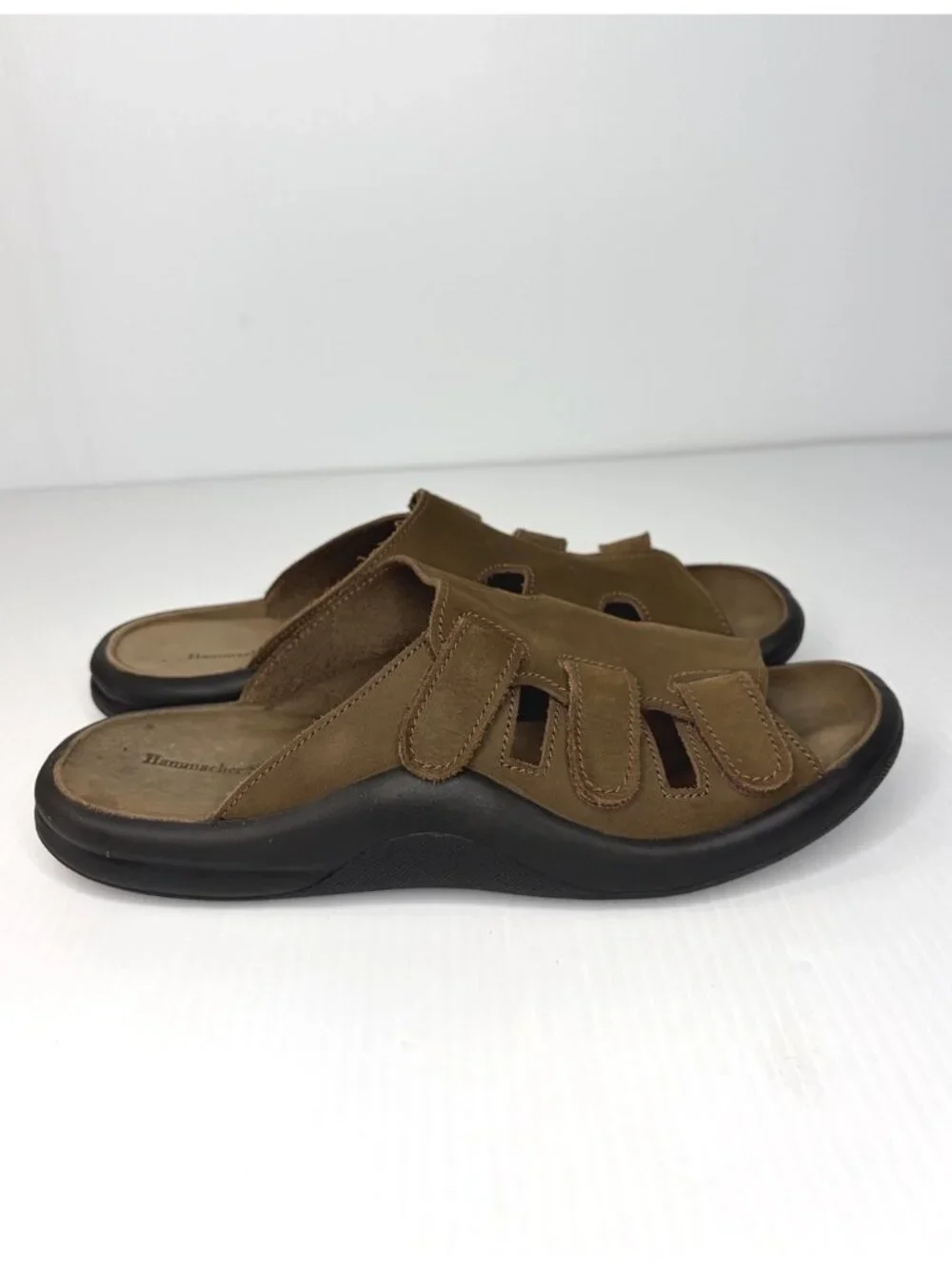 Hammacher Schlemmer Walk On Air Leather Strap Sandal Mens 44 EU Sz US 10 - 10.5